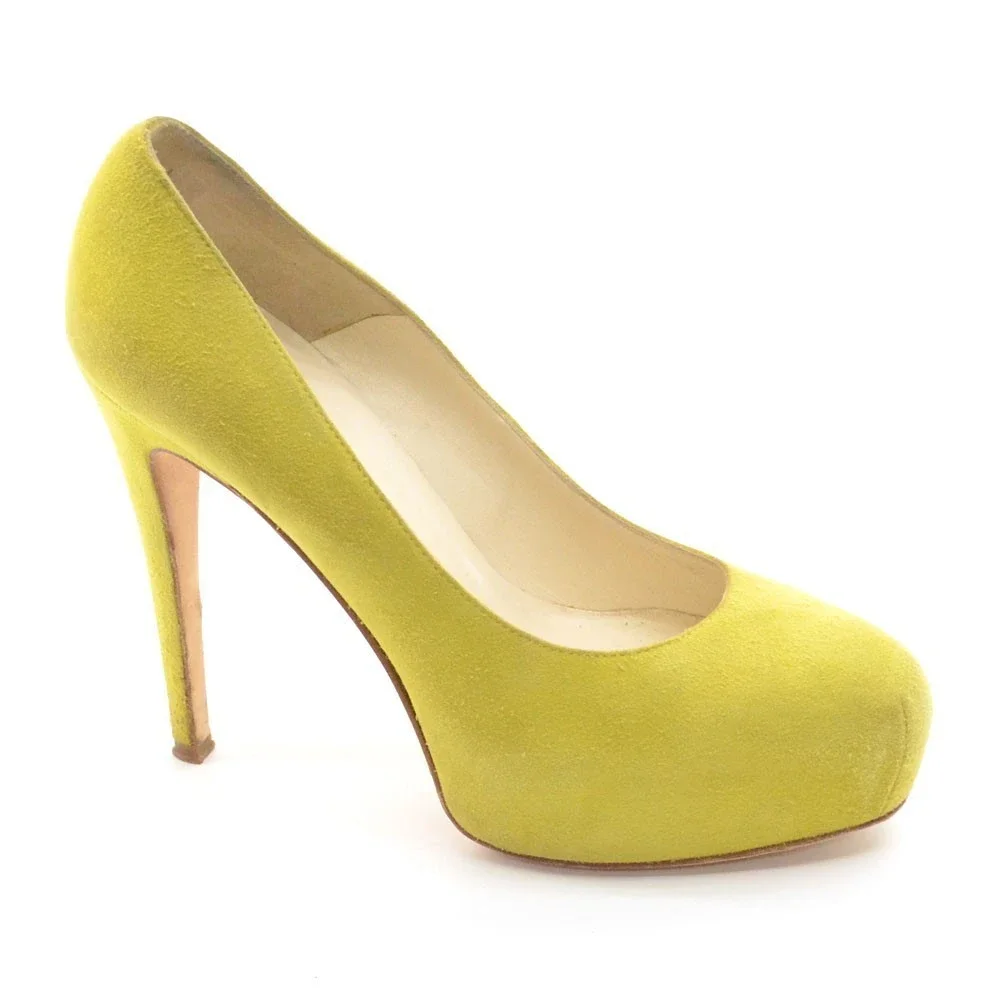 Brian Atwood Maniac Lime Suede Platform High Pumps 36